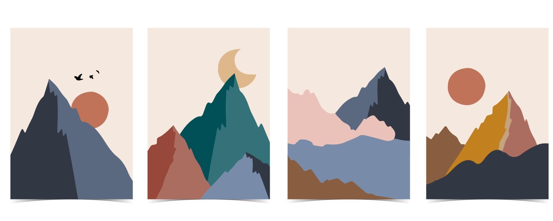 Collection of nature landscape background set with mountain vector