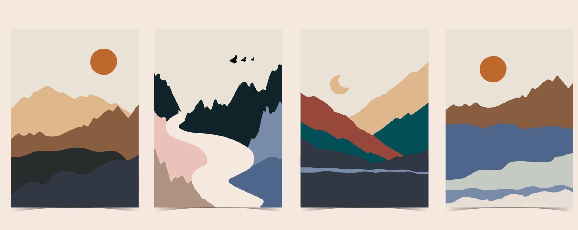 colección de fondo de paisaje de naturaleza con montaña vector