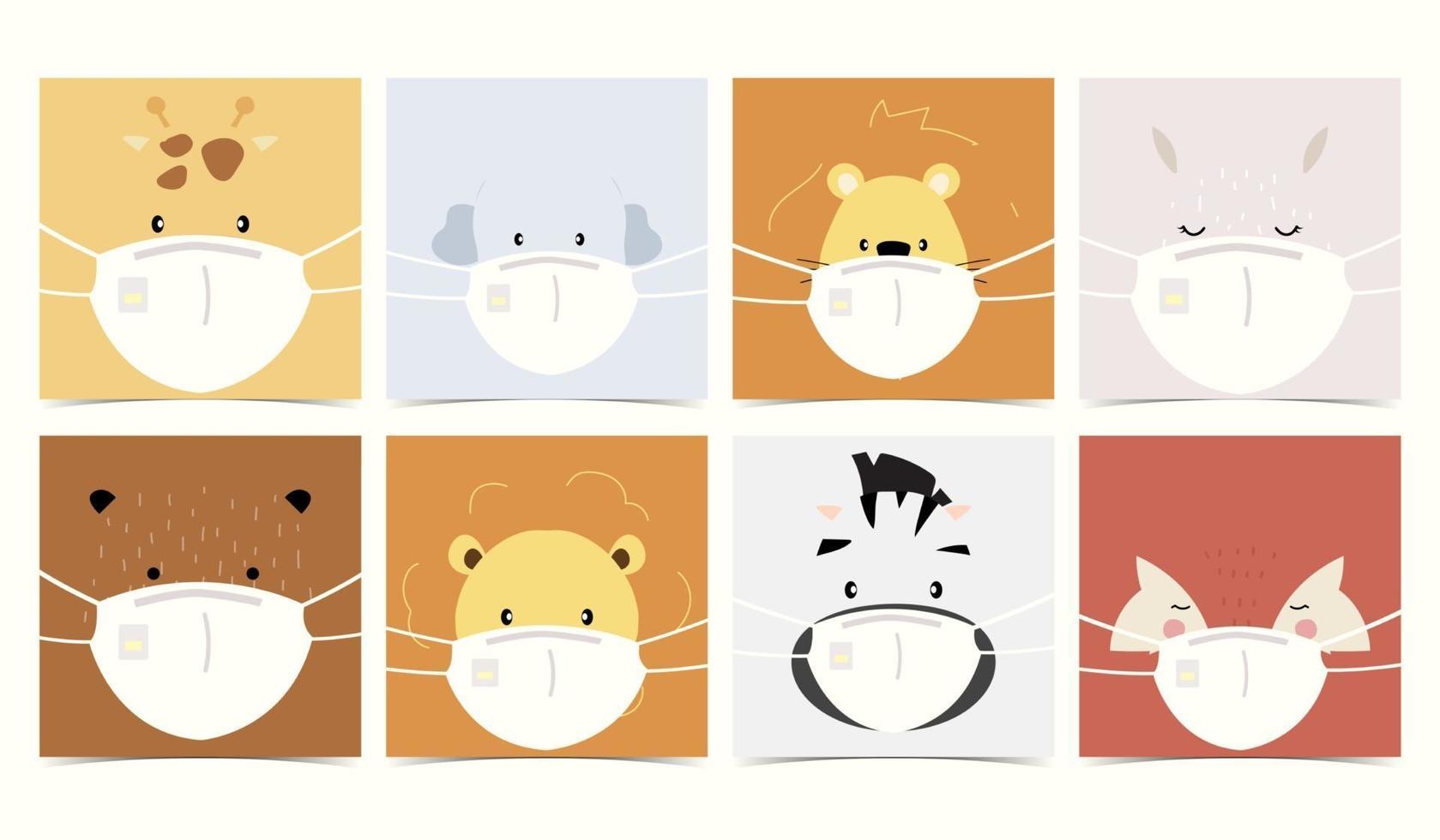 Set of cute animals with animal vector