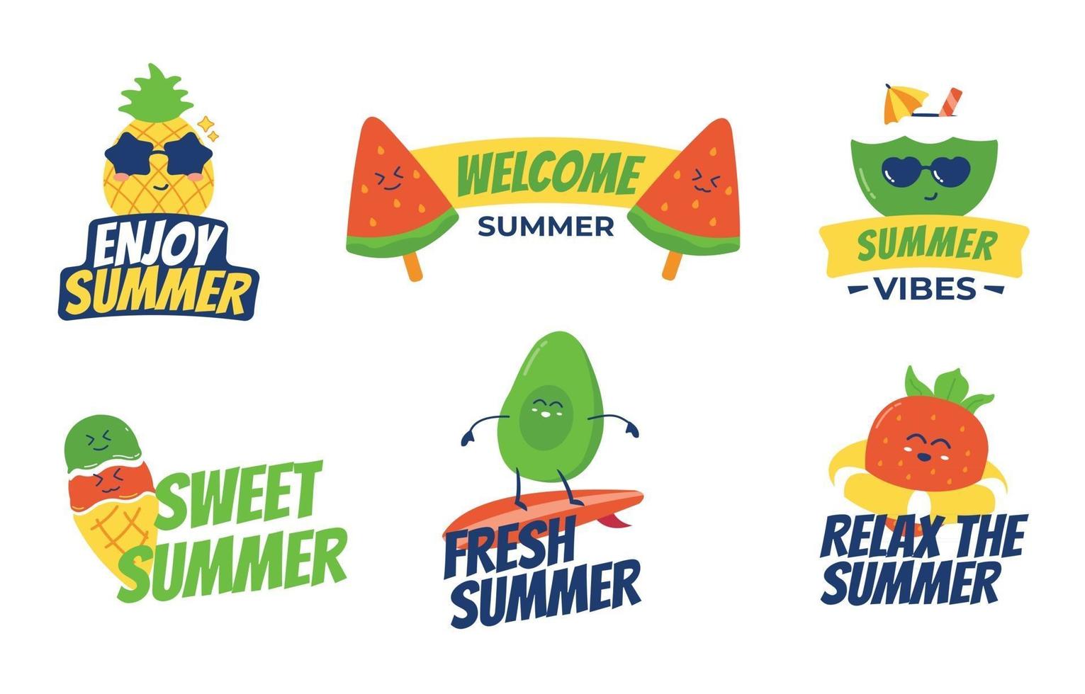 Colorful Summer Food Label Collection vector