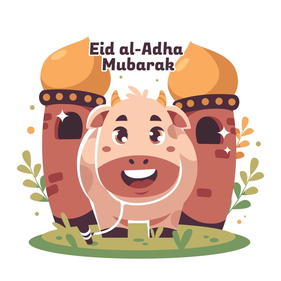 Smiling Cow on Eid Al Adha vector