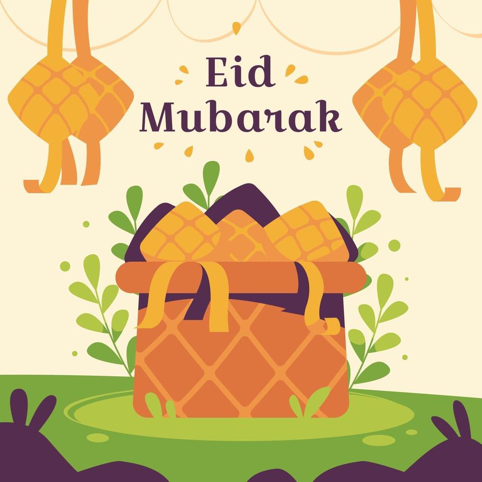 concepto de eid mubarak ketupat vector