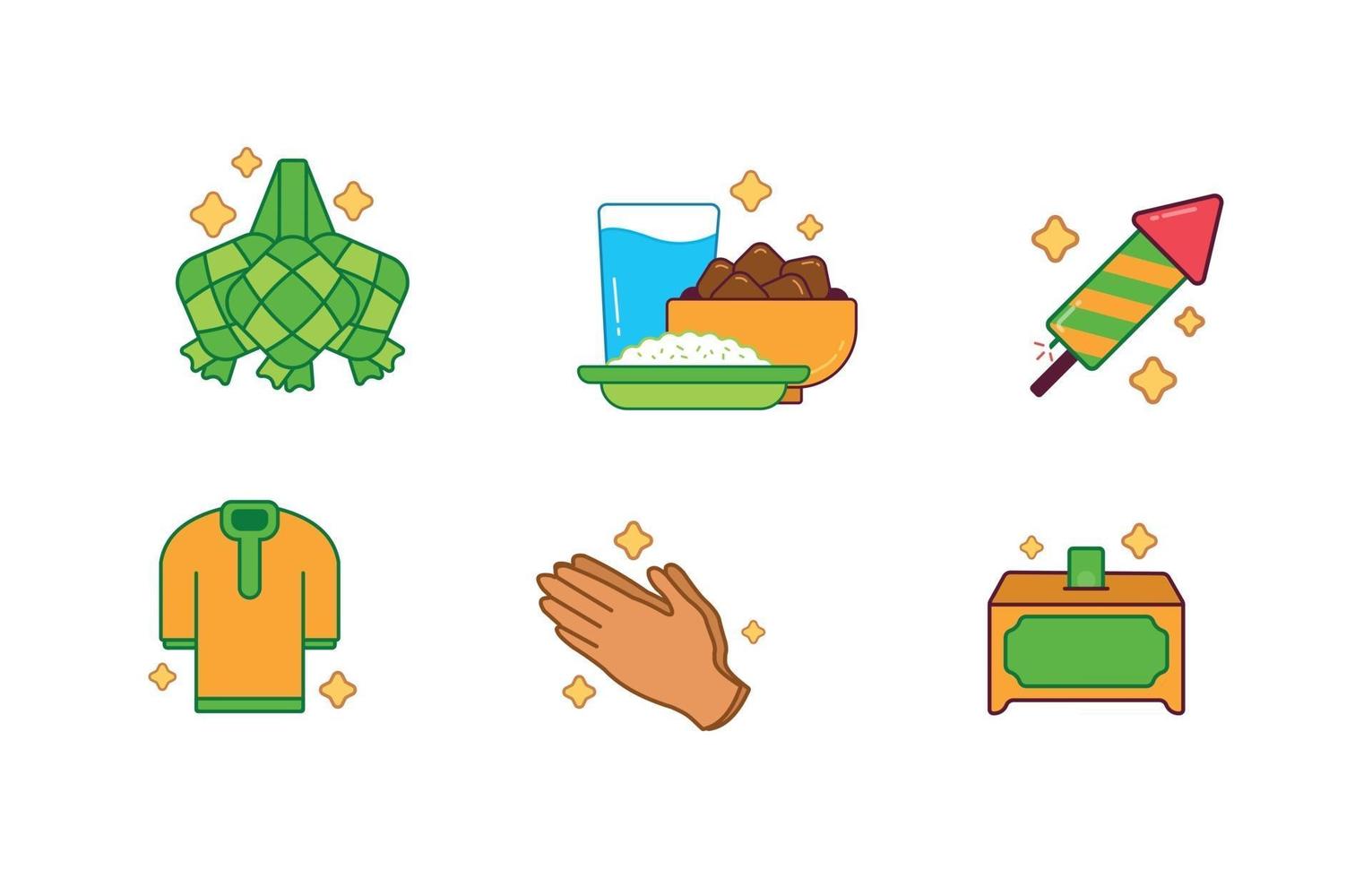 colección de icono de eid ketupat vector