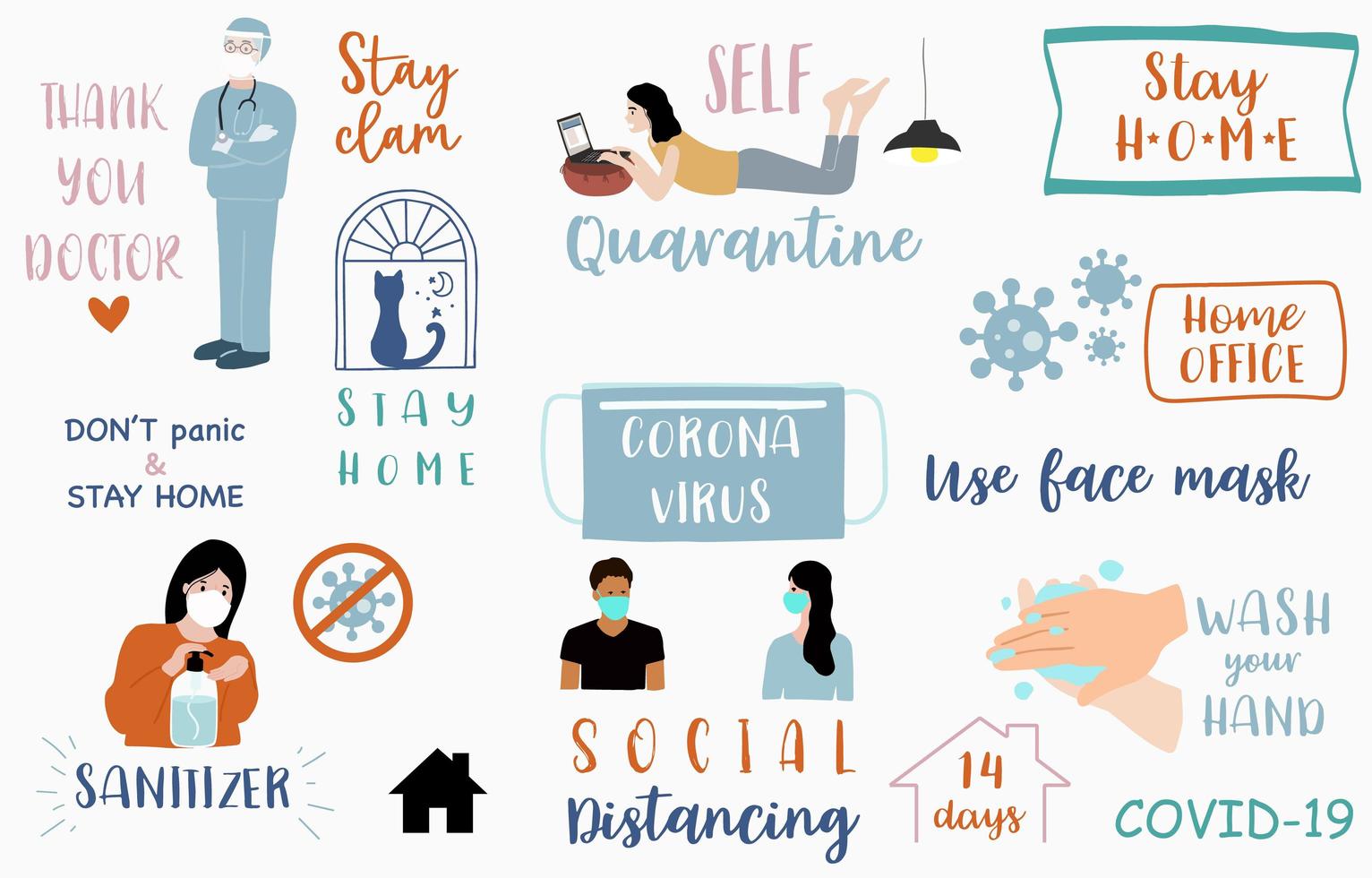 coronavirus elements and covid graphics vector