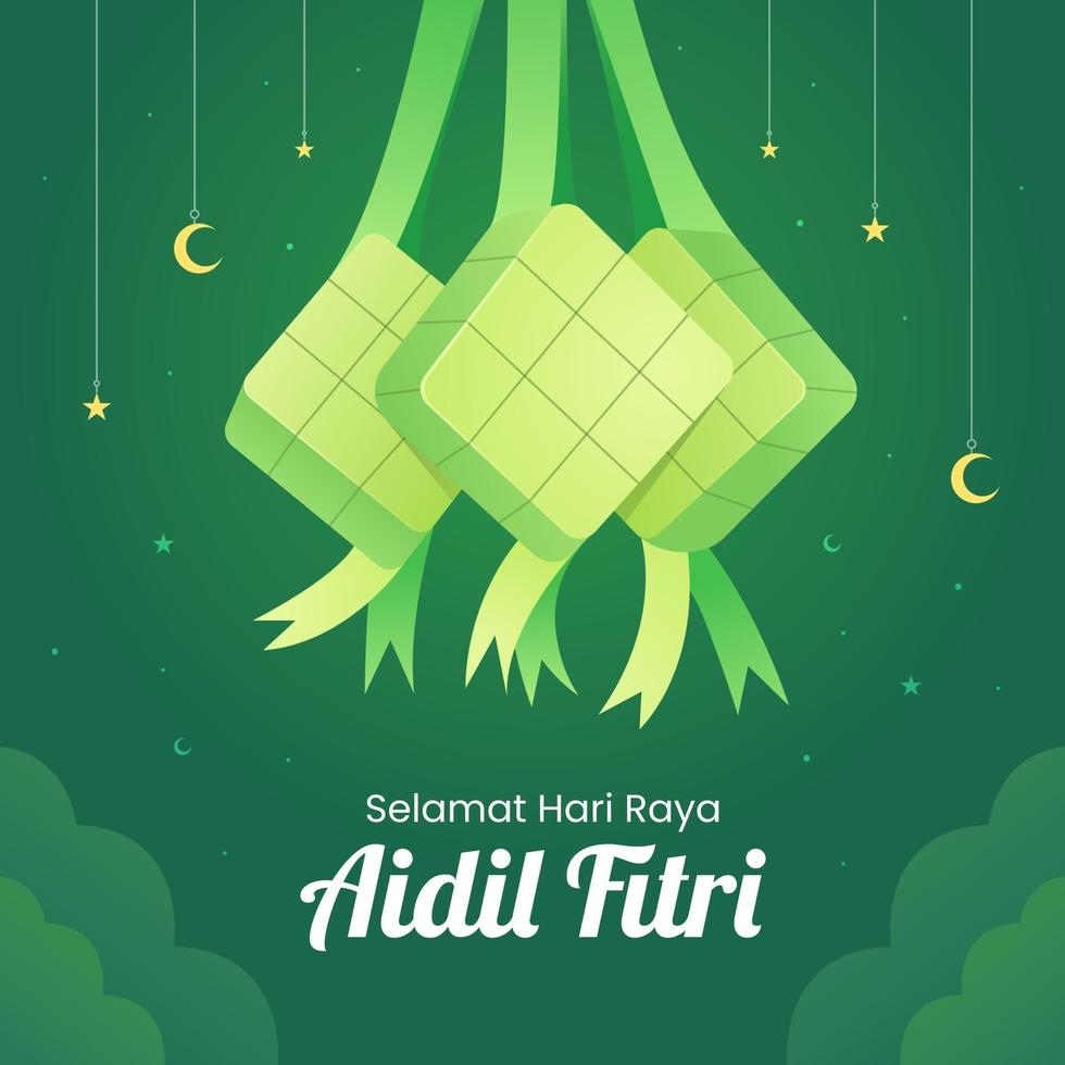 Ketupat en concepto de fondo aidil fitri vector