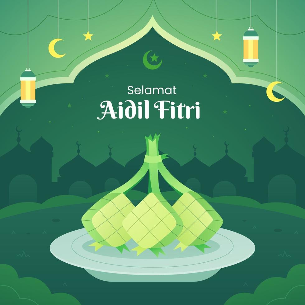 Ketupat on Aidil Fitri Background Concept vector