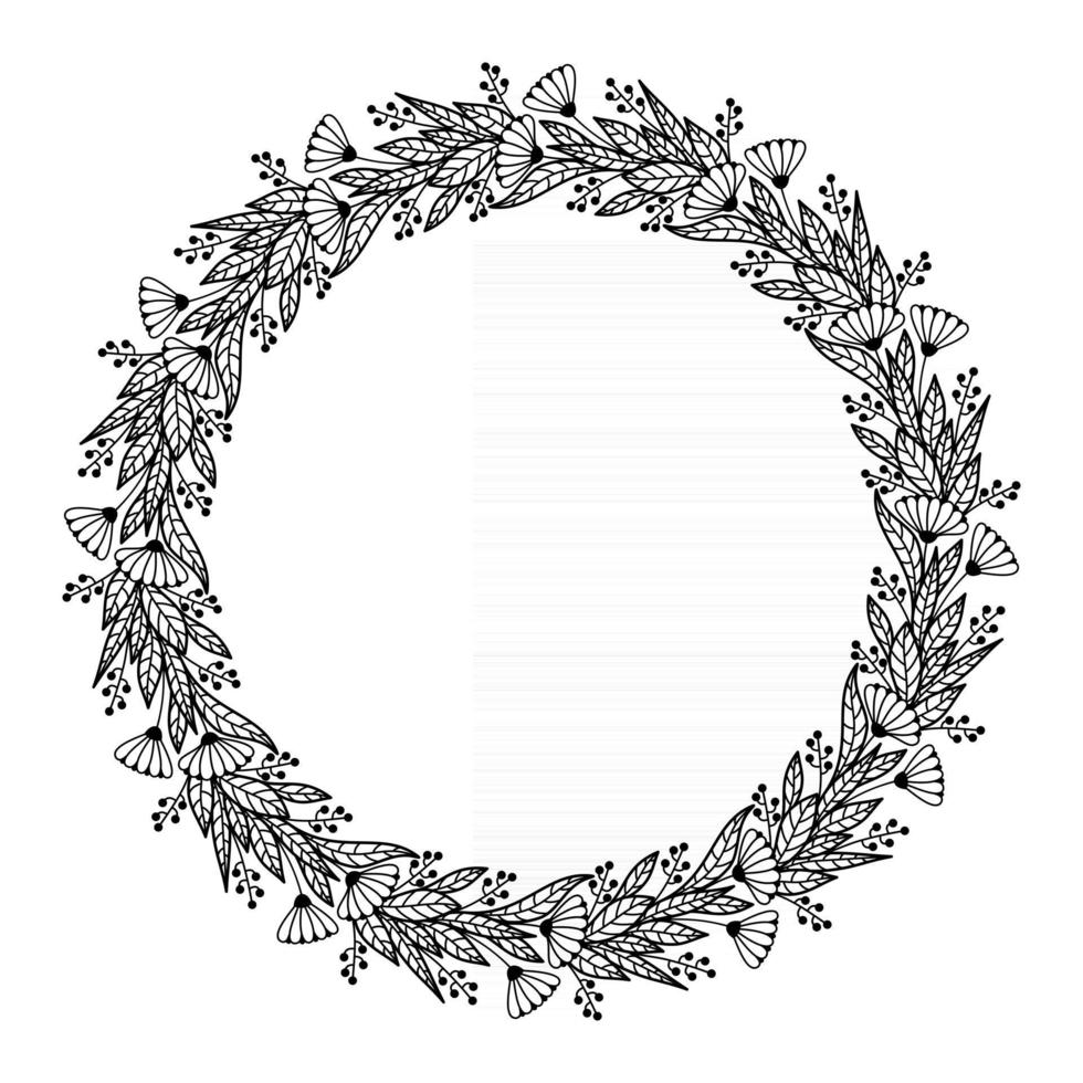 ROUND FRAME WITH FLORAL ELEMENTS IN VECTOR