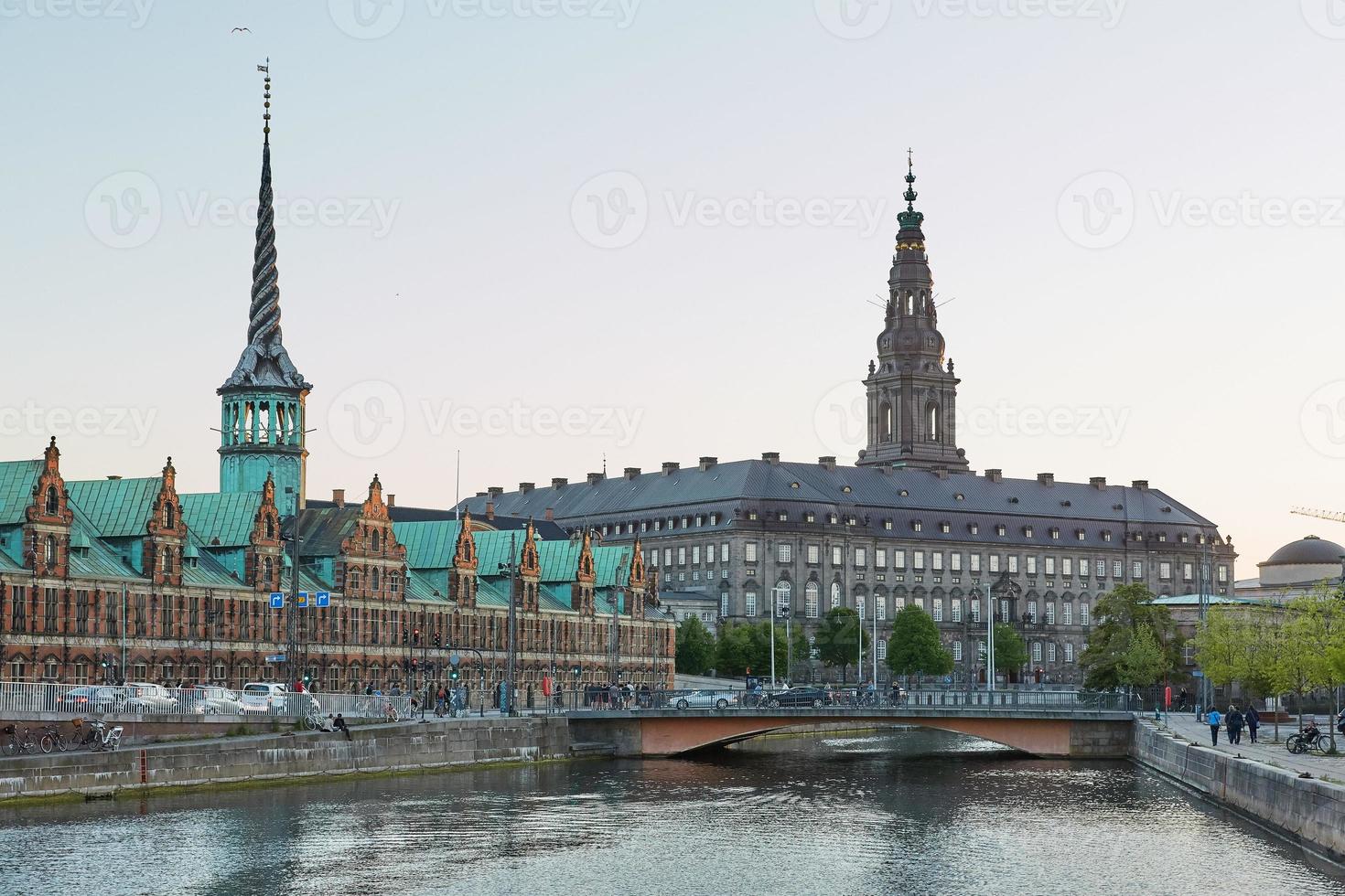 Skyline of scandinavian city of Copenhagen in Denmark during a cloudy day photo