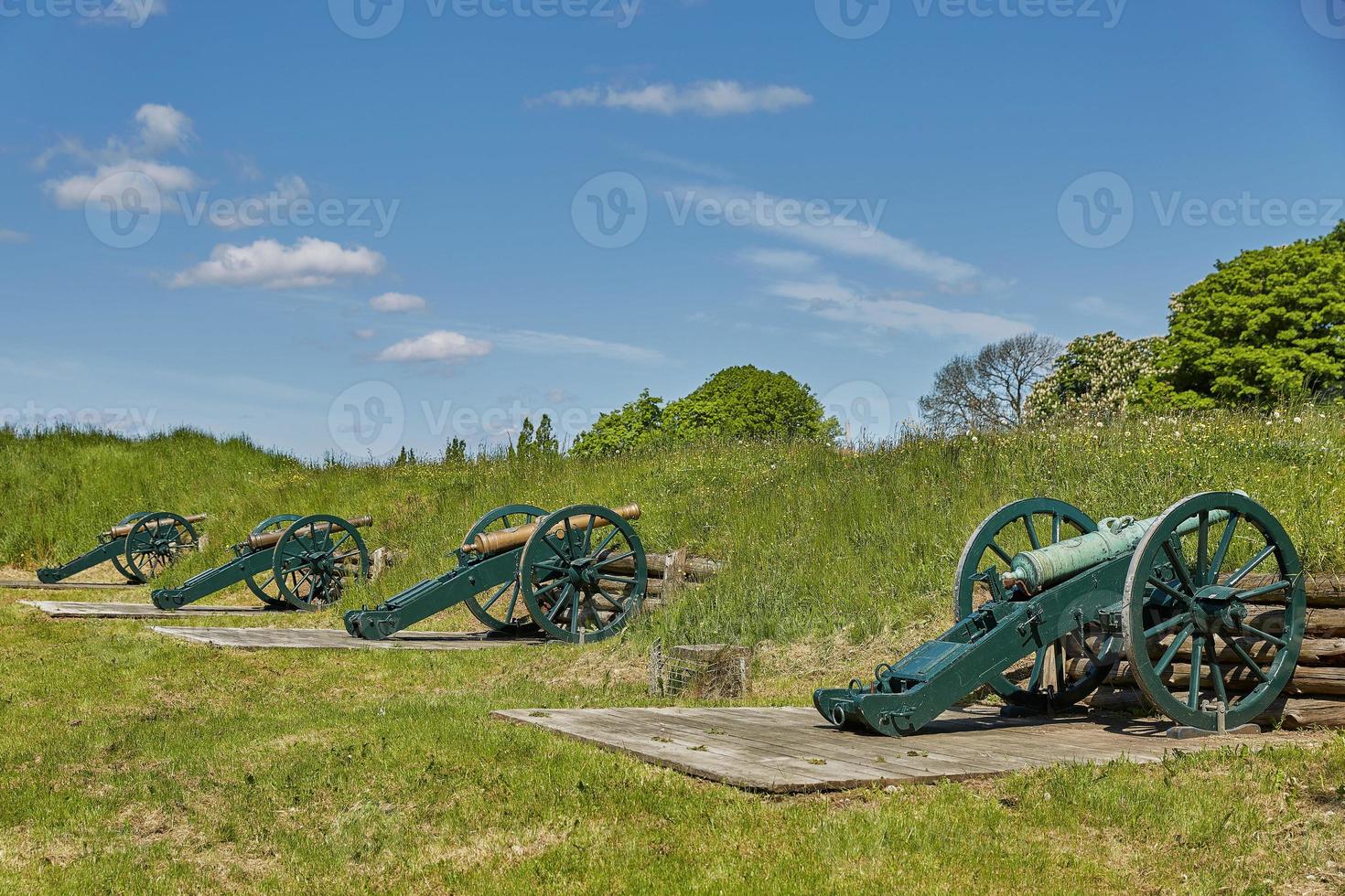 Old bronze cannon on rampart in city Fredericia Denmark photo