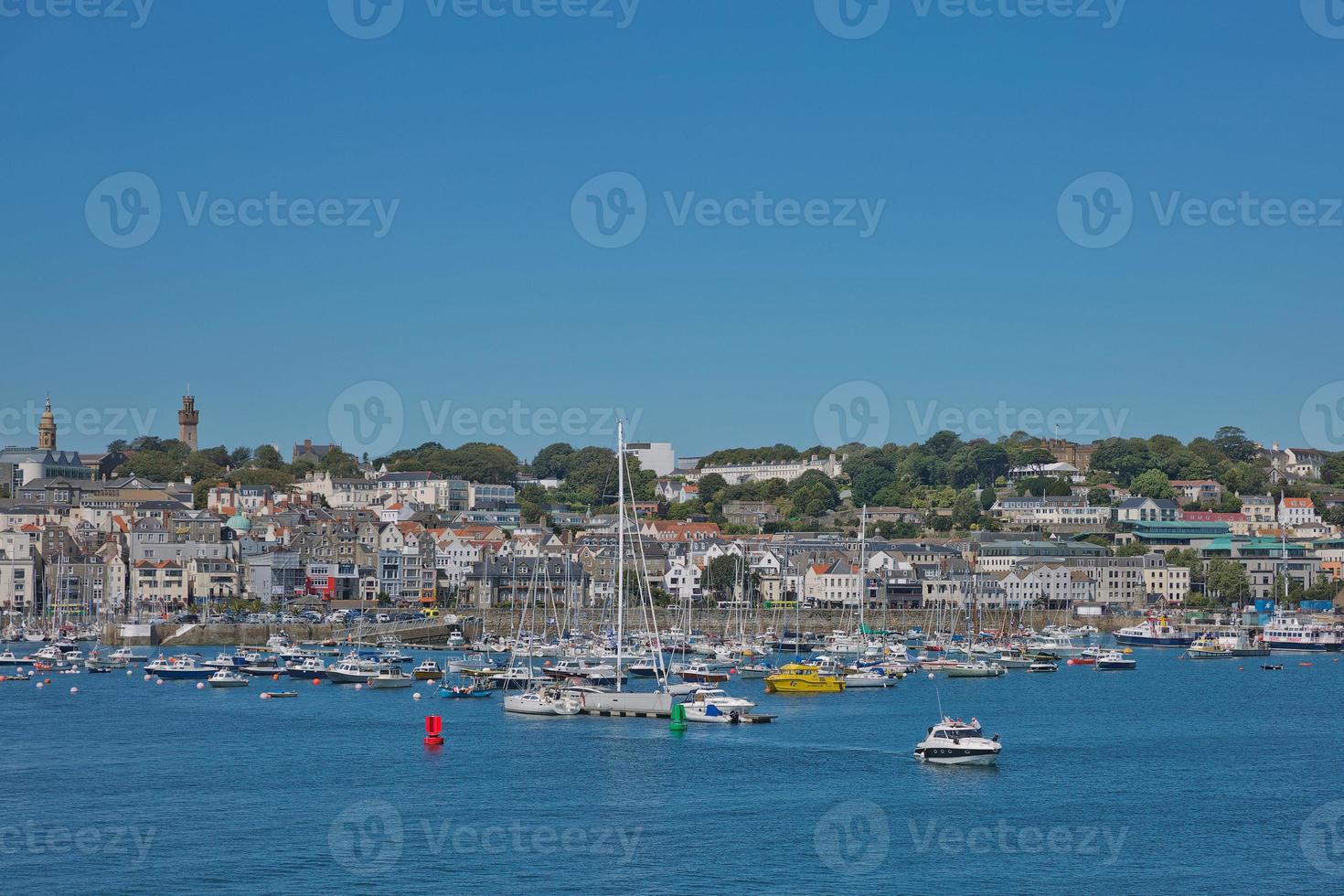 Scenic view of a bay in St Peter Port in Guernsey Channel Islands UK photo