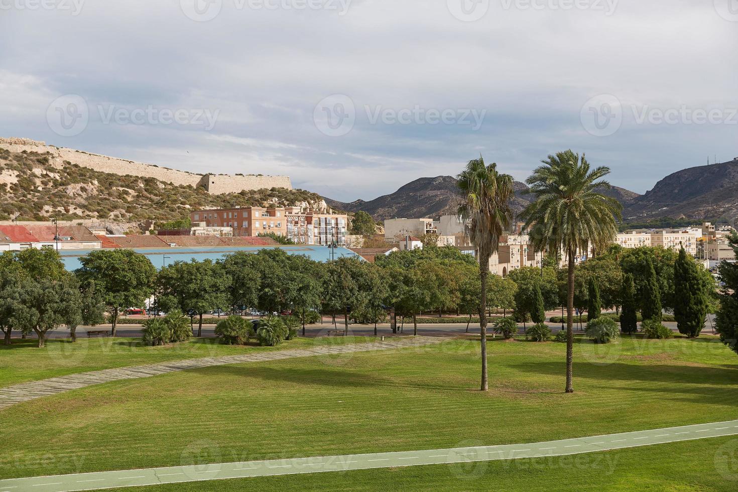 Park and green area in city of Cartagena in region Murcia in Spain photo