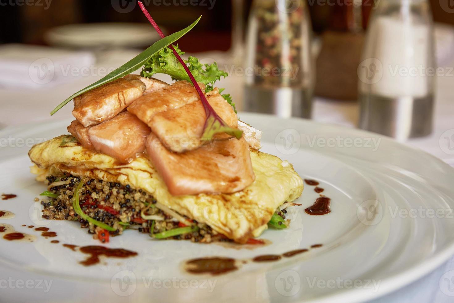 Traditional Peruvian Fish Trucha Served in a Restaurant photo