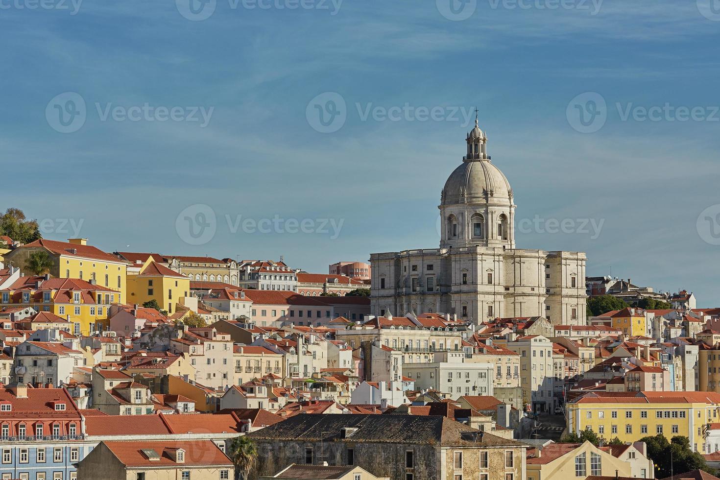 View of national pantheon and cityline of Alfama in Lisbon Portugal photo