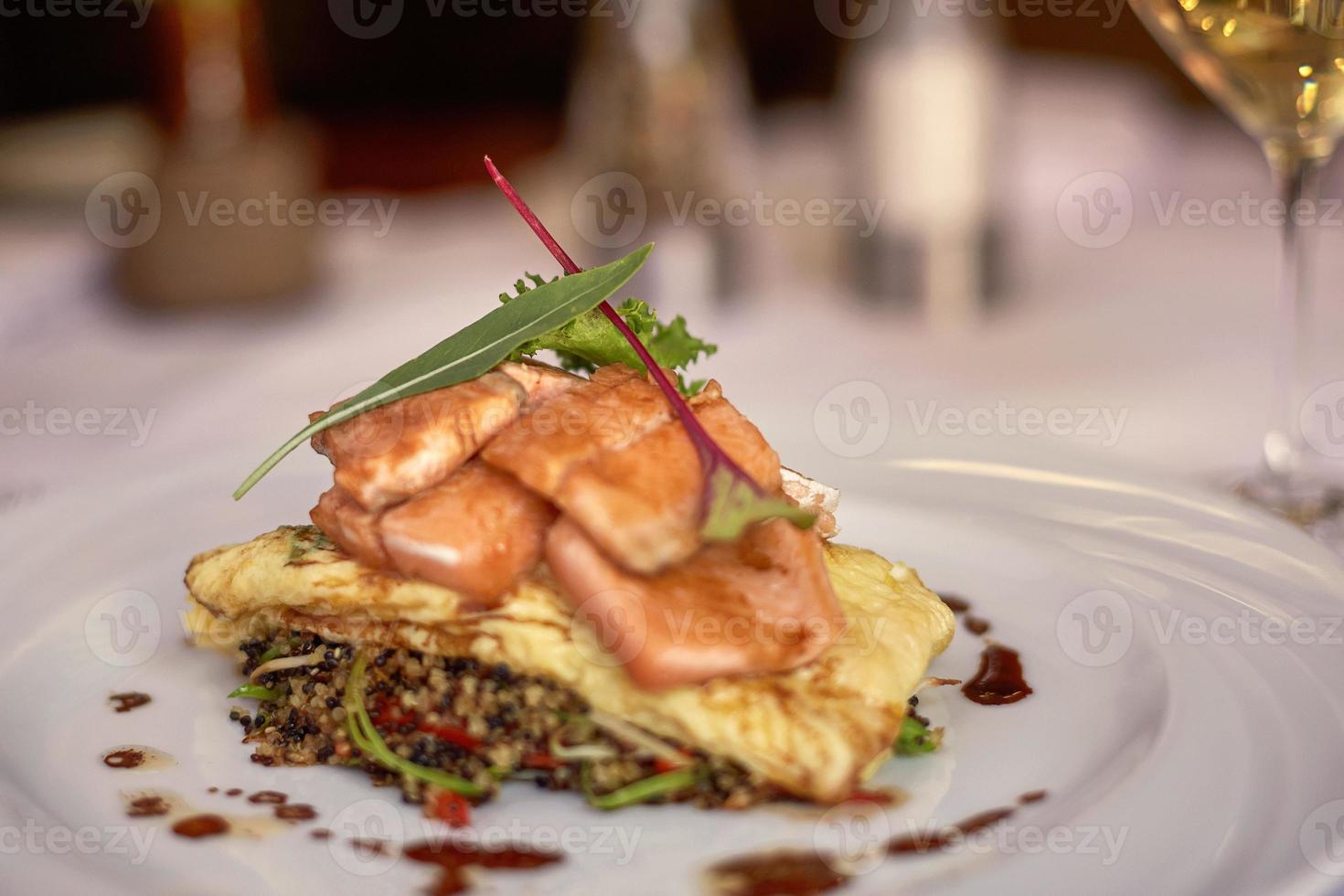 Traditional Peruvian Fish Trucha Served in a Restaurant photo