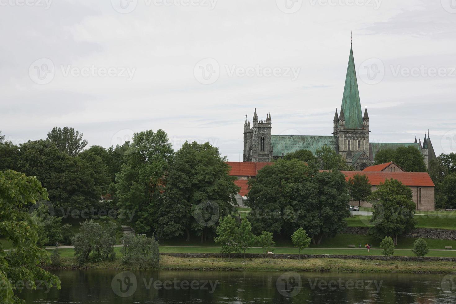 The Nidaros Cathedral in the center of the city Trondheim in Norway photo