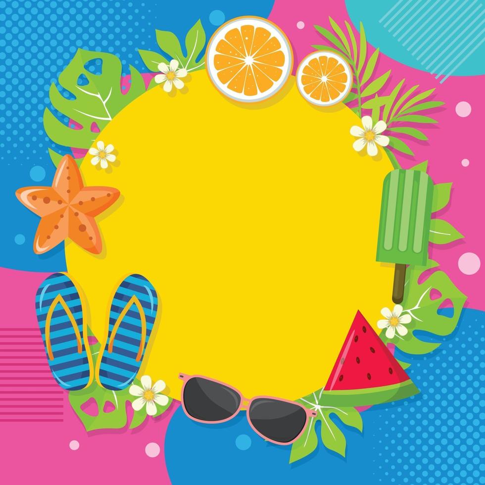 Colorful Background with Summer Elements vector