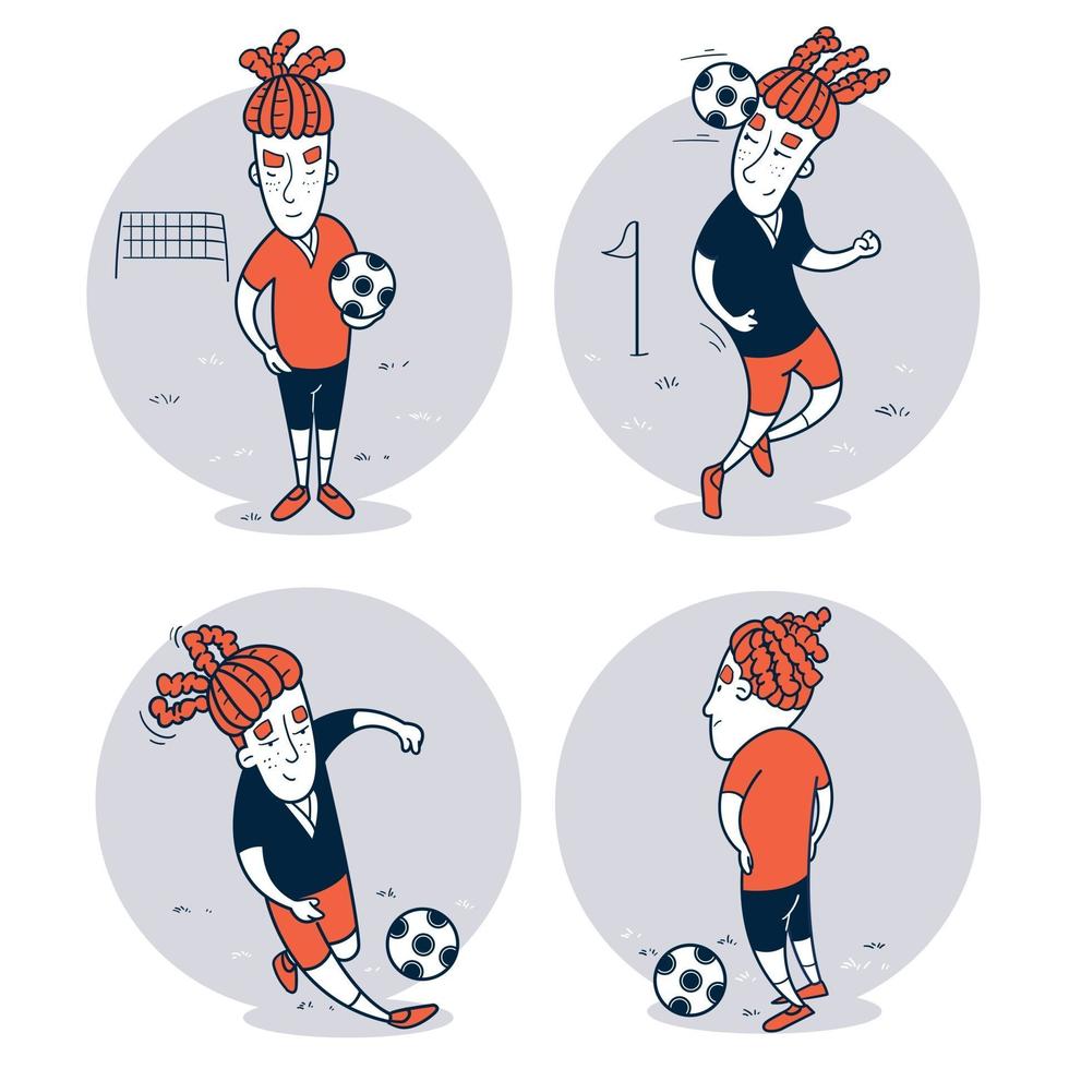 Set of hand drawn soccer player vector