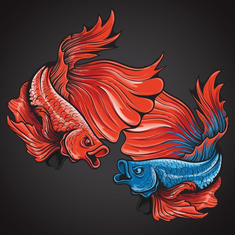 beautiful action halfmoon betta fish logo illustration vector