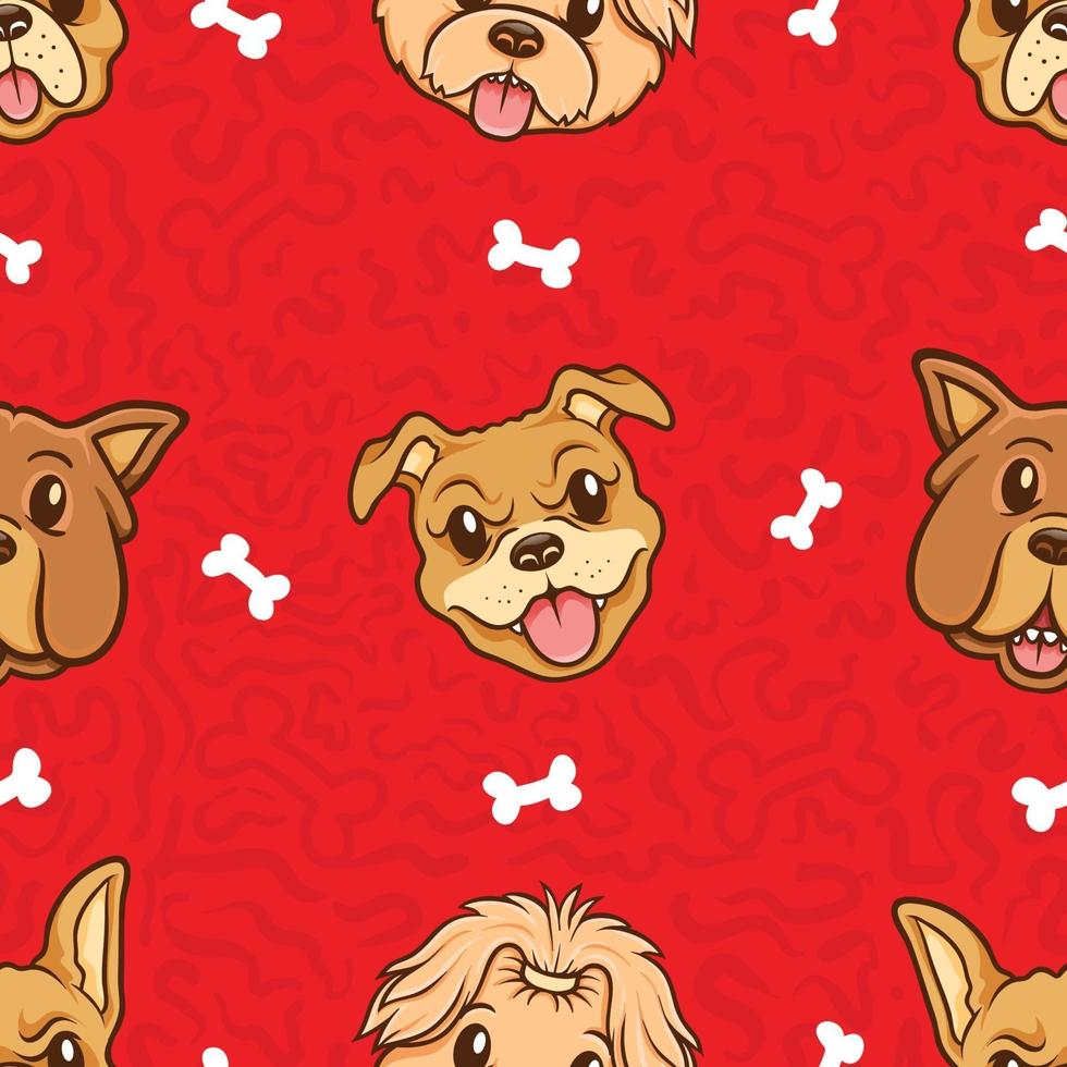 kawaii, lindo, cabeza, perro, seamless, patrón vector