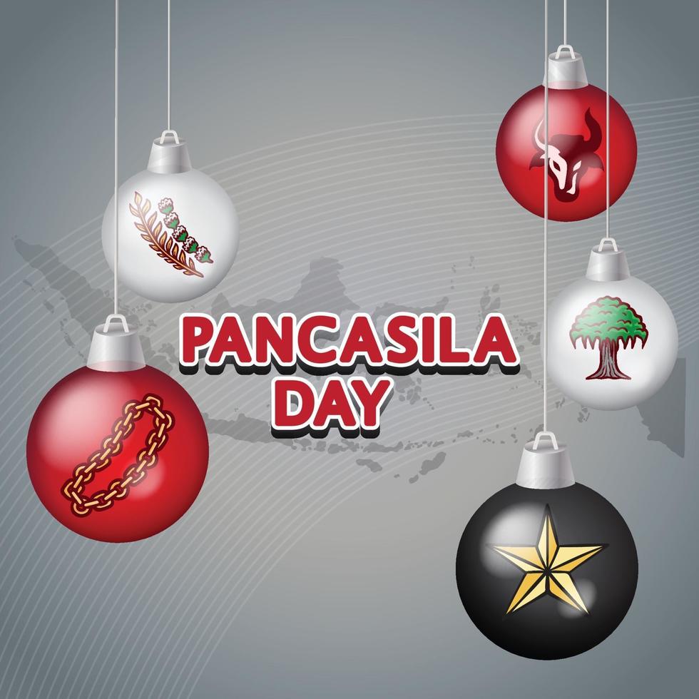 pancasila day with pancasila symbols handdrawn illustration vector