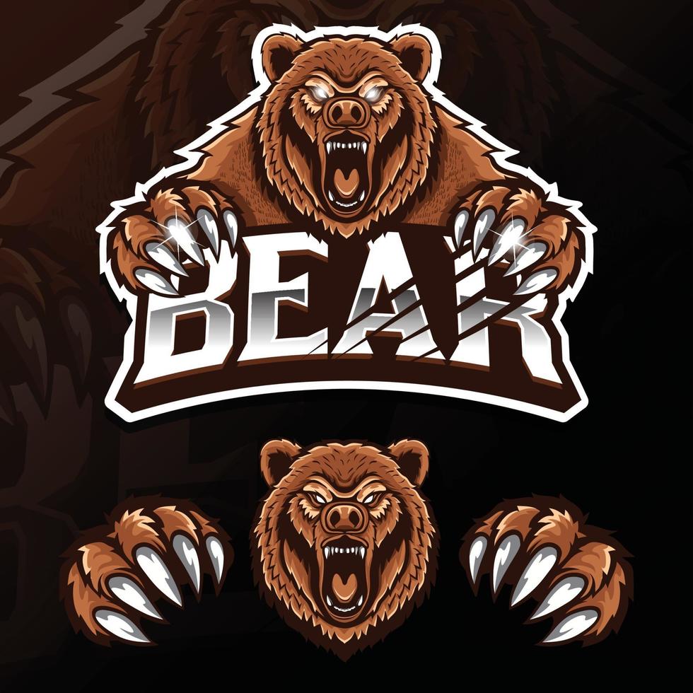 angry wild animal bear esport logo illustration vector