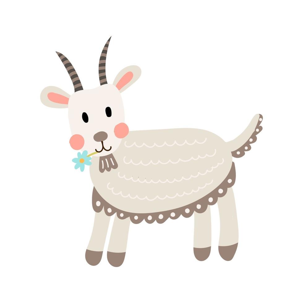 Cute goat on white background Nursery print for shirts posters room decor greeting cards vector