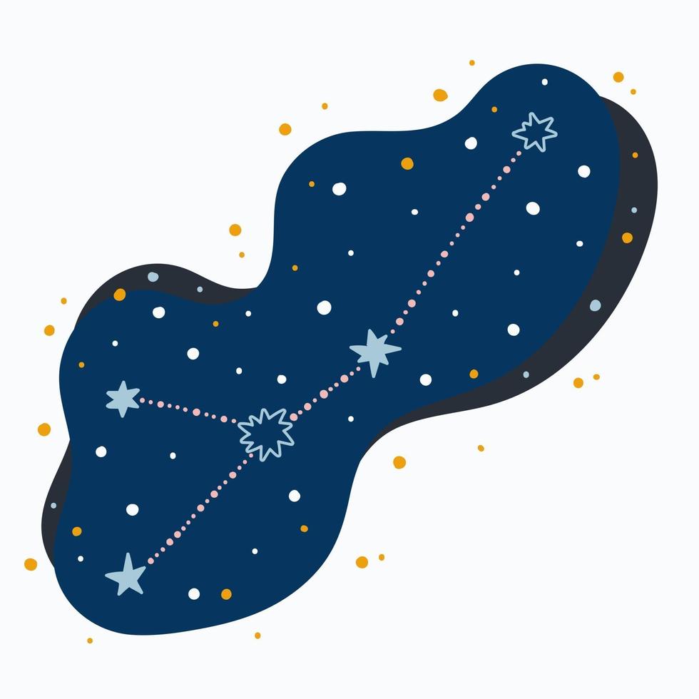Cute constellation zodiac sign cancer Doodles hand drawn stars and dots in abstract space vector