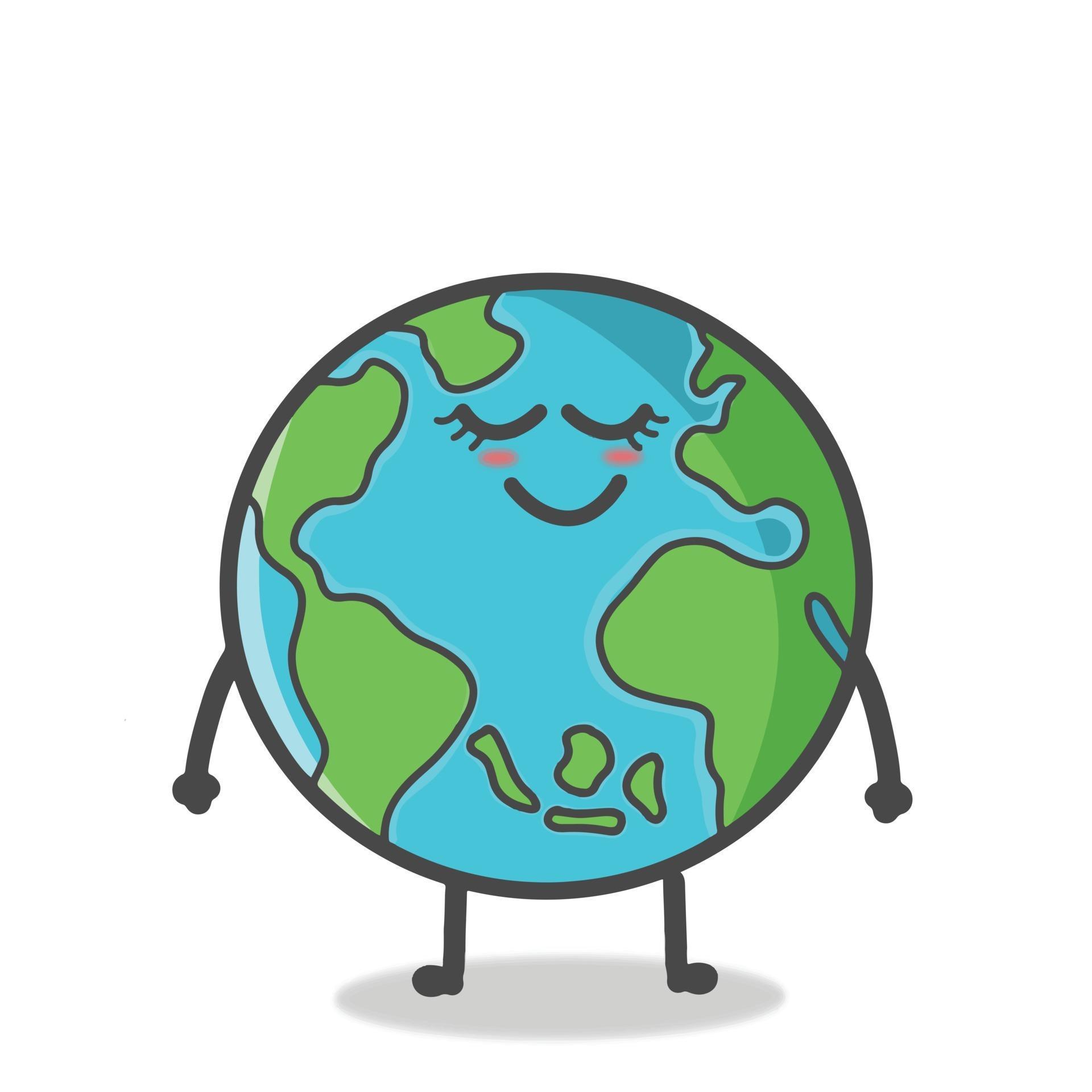 Cute Globe Earth Character Flat Cartoon Emoticon Vector Template Design Illustration 2420168