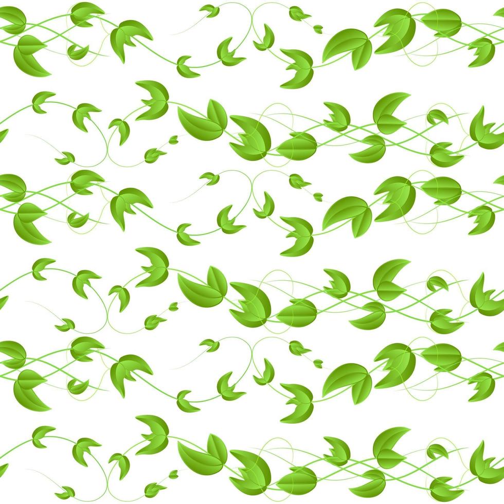 Vector l seamless pattern with green wicker ivy sprouts and leaves with heart on white background