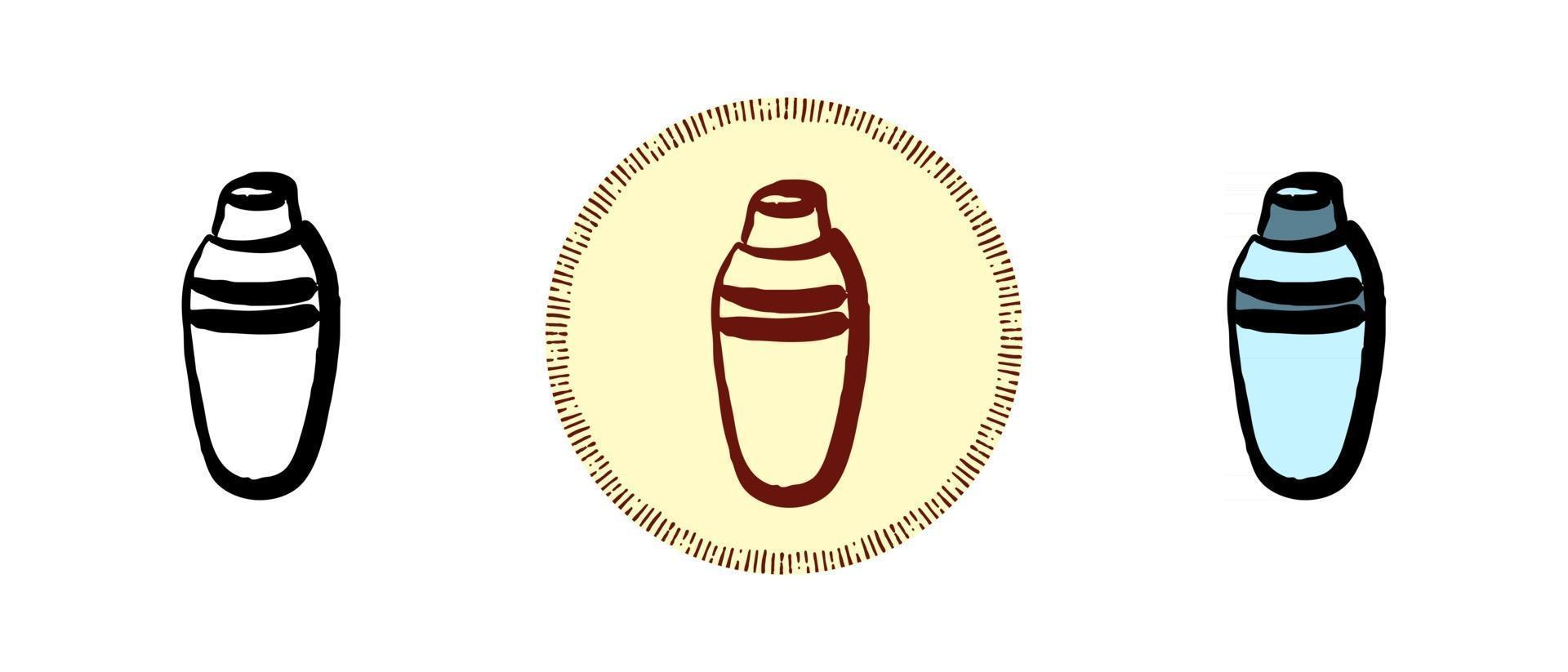 Outline and color and retro shaker symbols vector