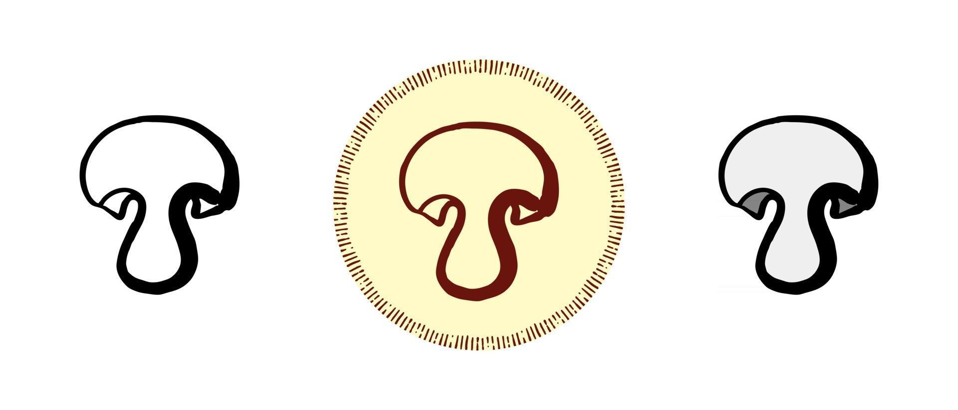 Contour and color and retro symbols of the cut mushroom 2420340 Vector