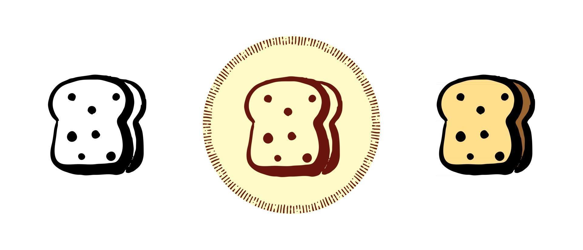 Outline and color and retro symbols of a slice of bread vector