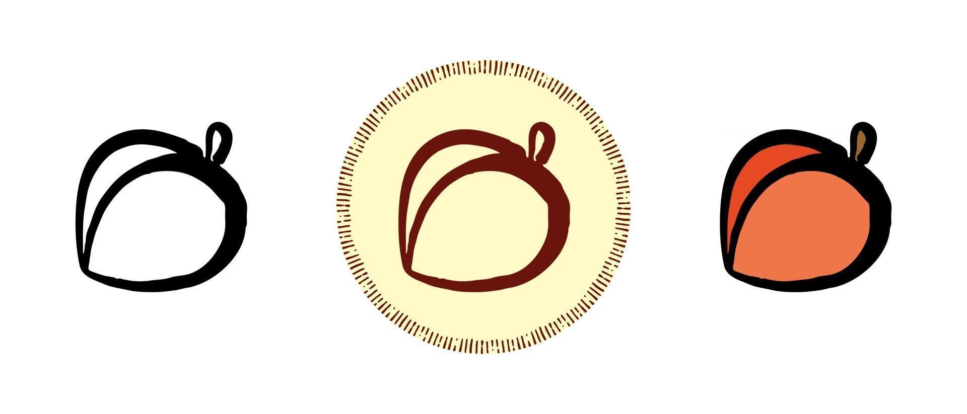 Contour and color and retro peach symbols vector
