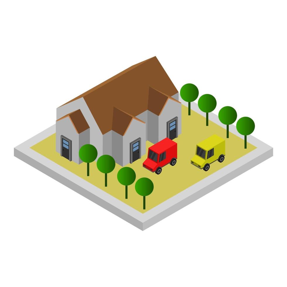 Isometric University On Background vector