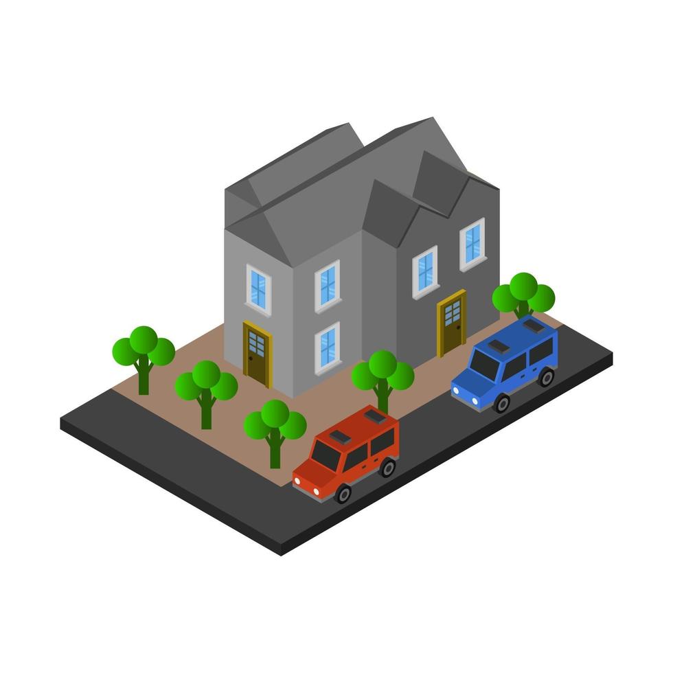 Isometric College On Background vector