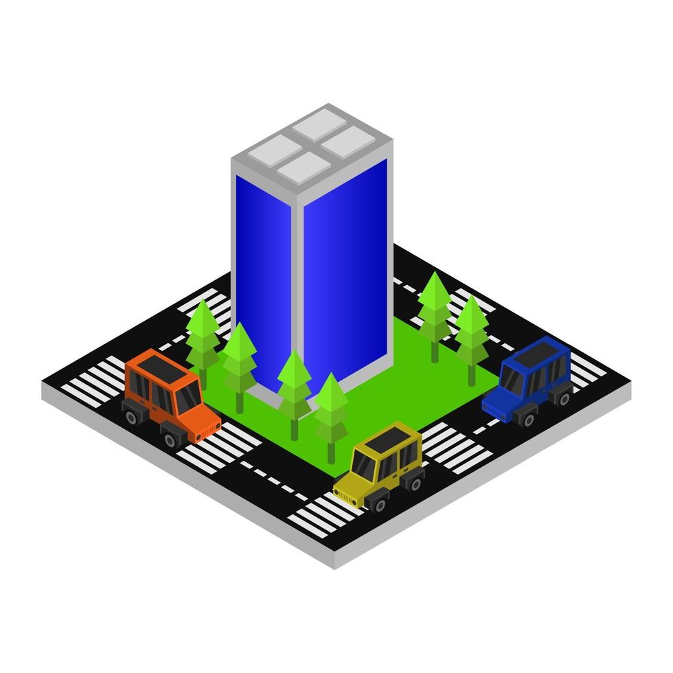 Isometric Office Building On Background vector