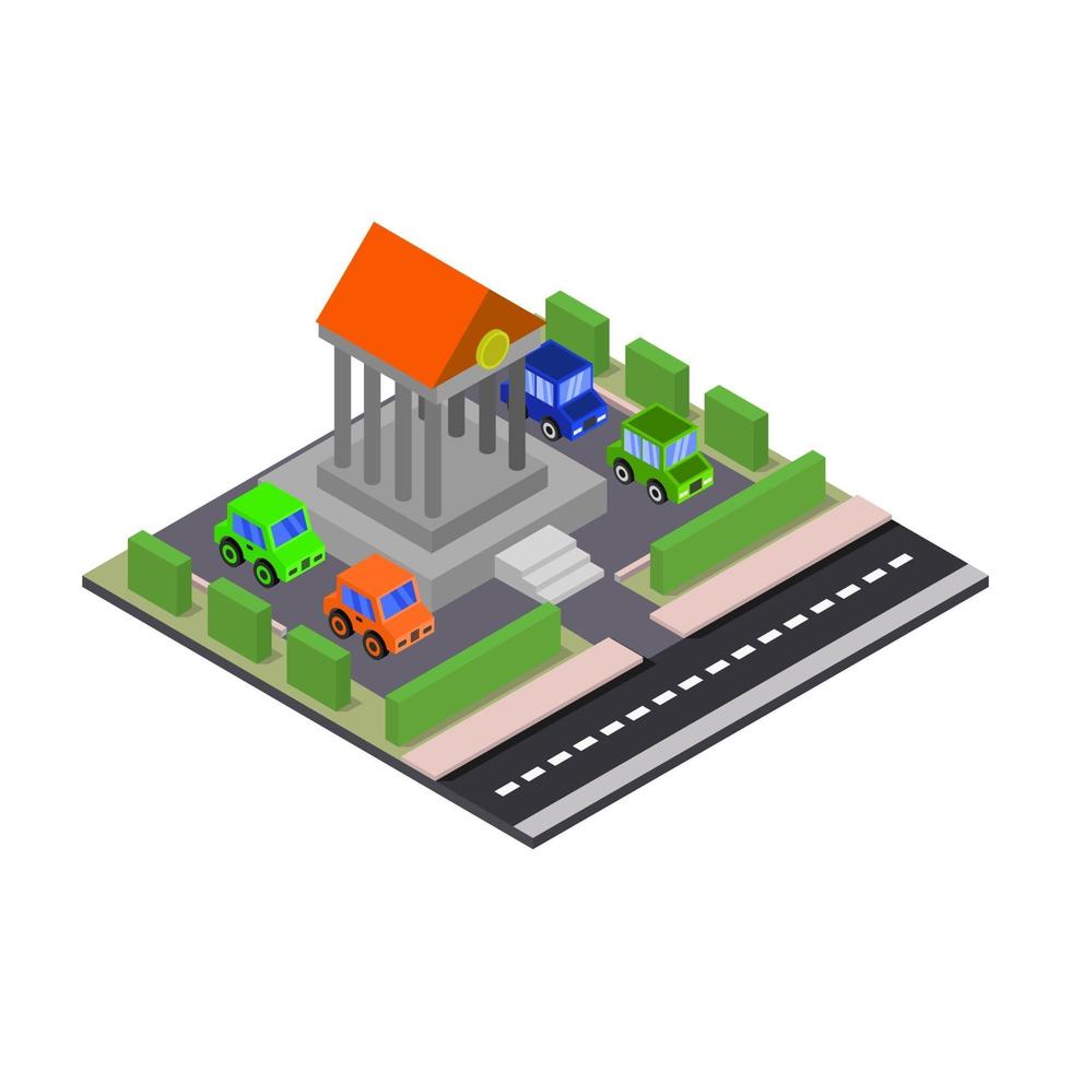 Isometric Bank On White Background vector