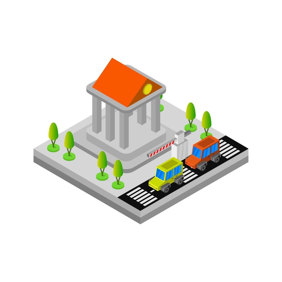 Isometric Bank On White Background vector