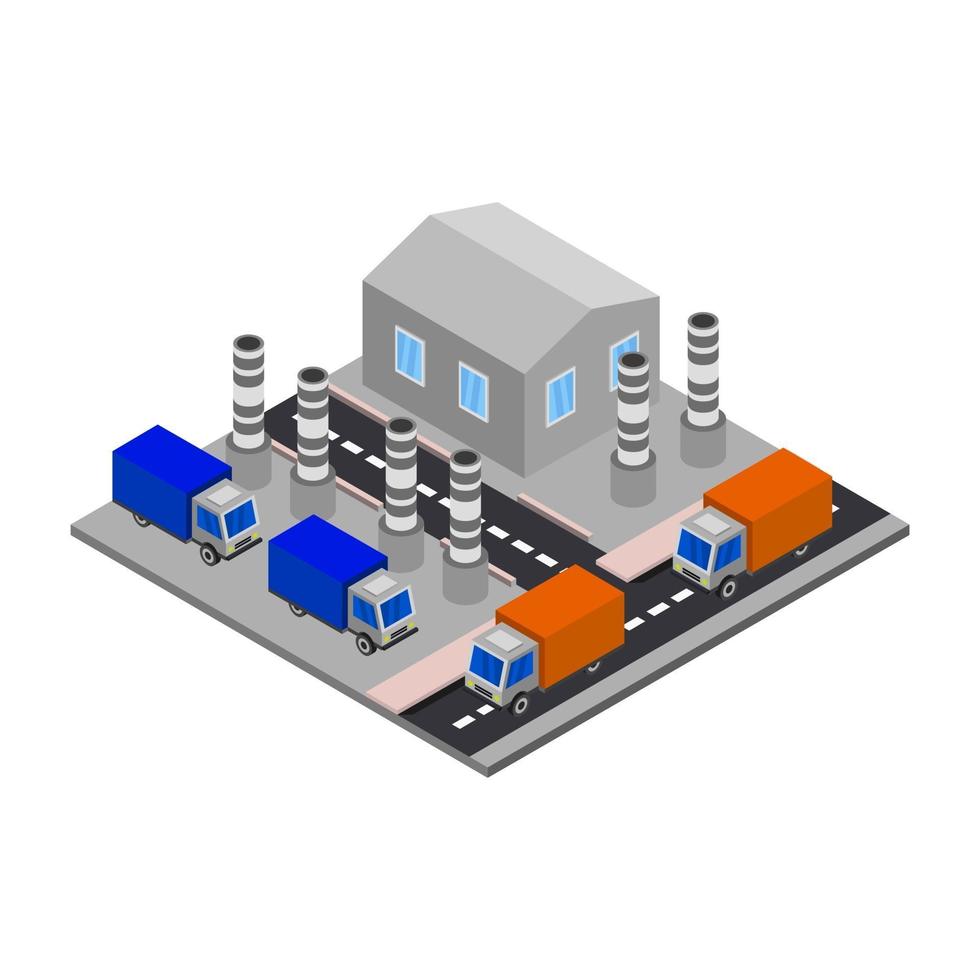 Isometric Factory On White Background vector
