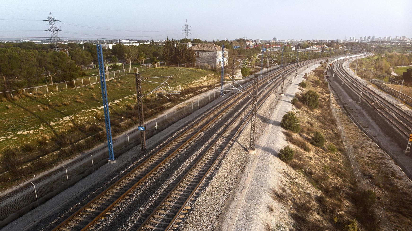 Transport concept with railroad aerial view photo