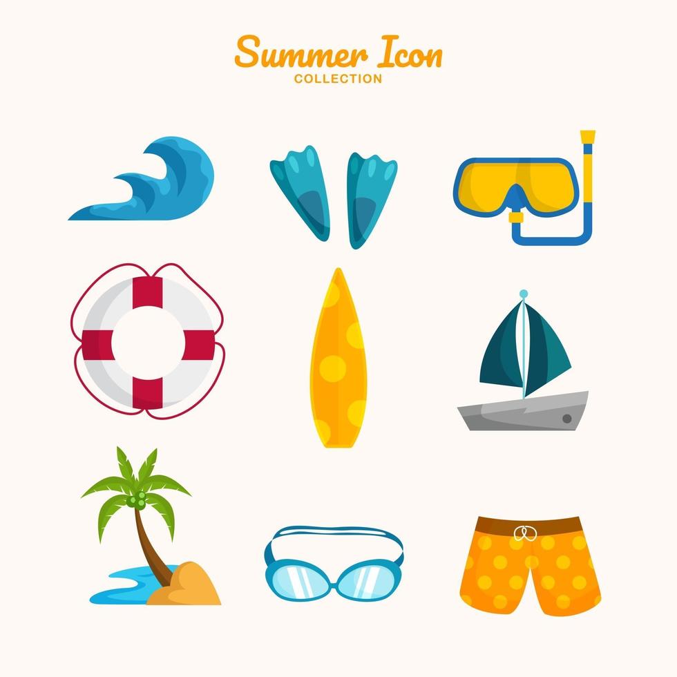 Summer Beach Icon Collection vector