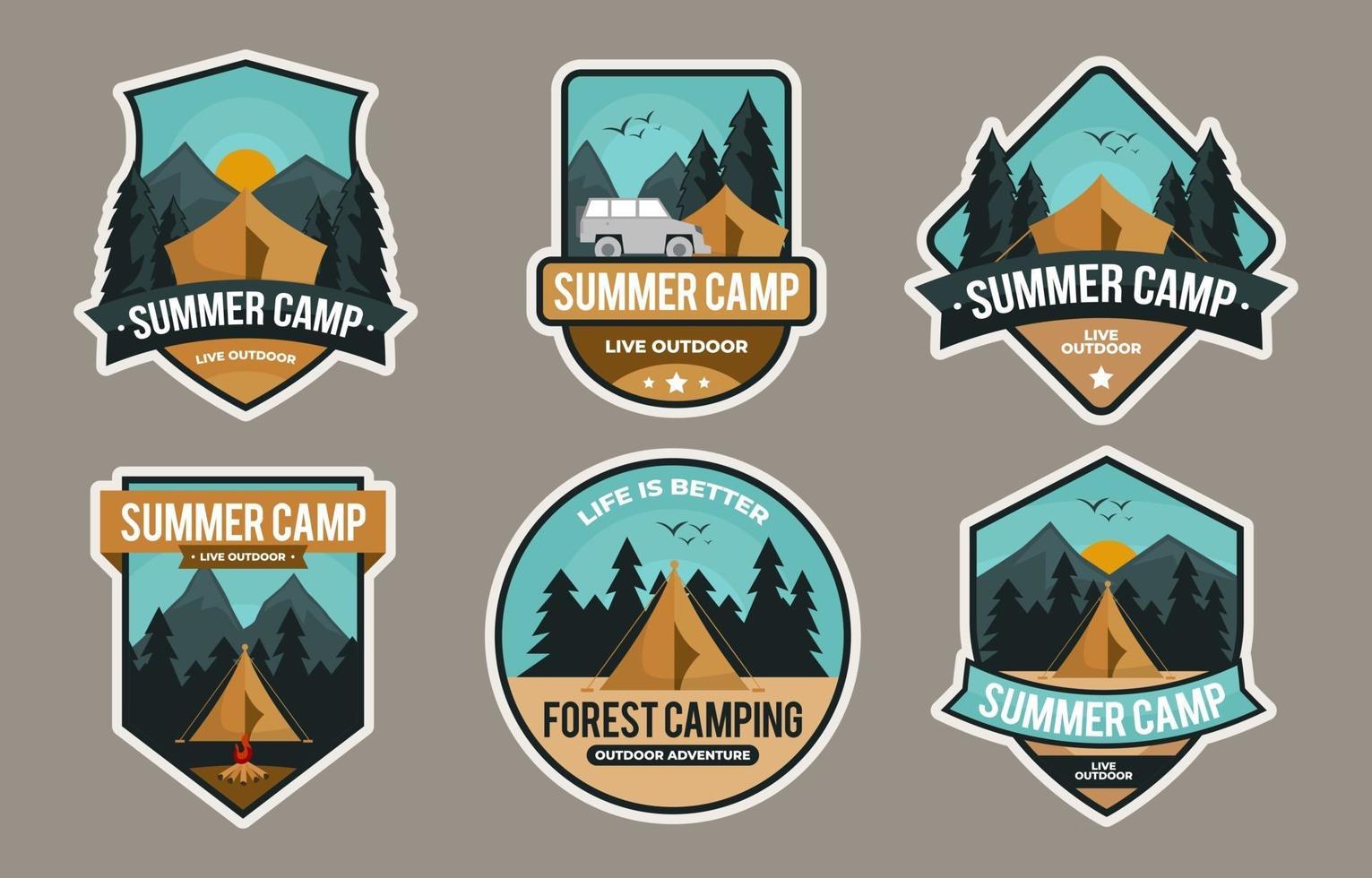 Summer Camp Badges Collection vector