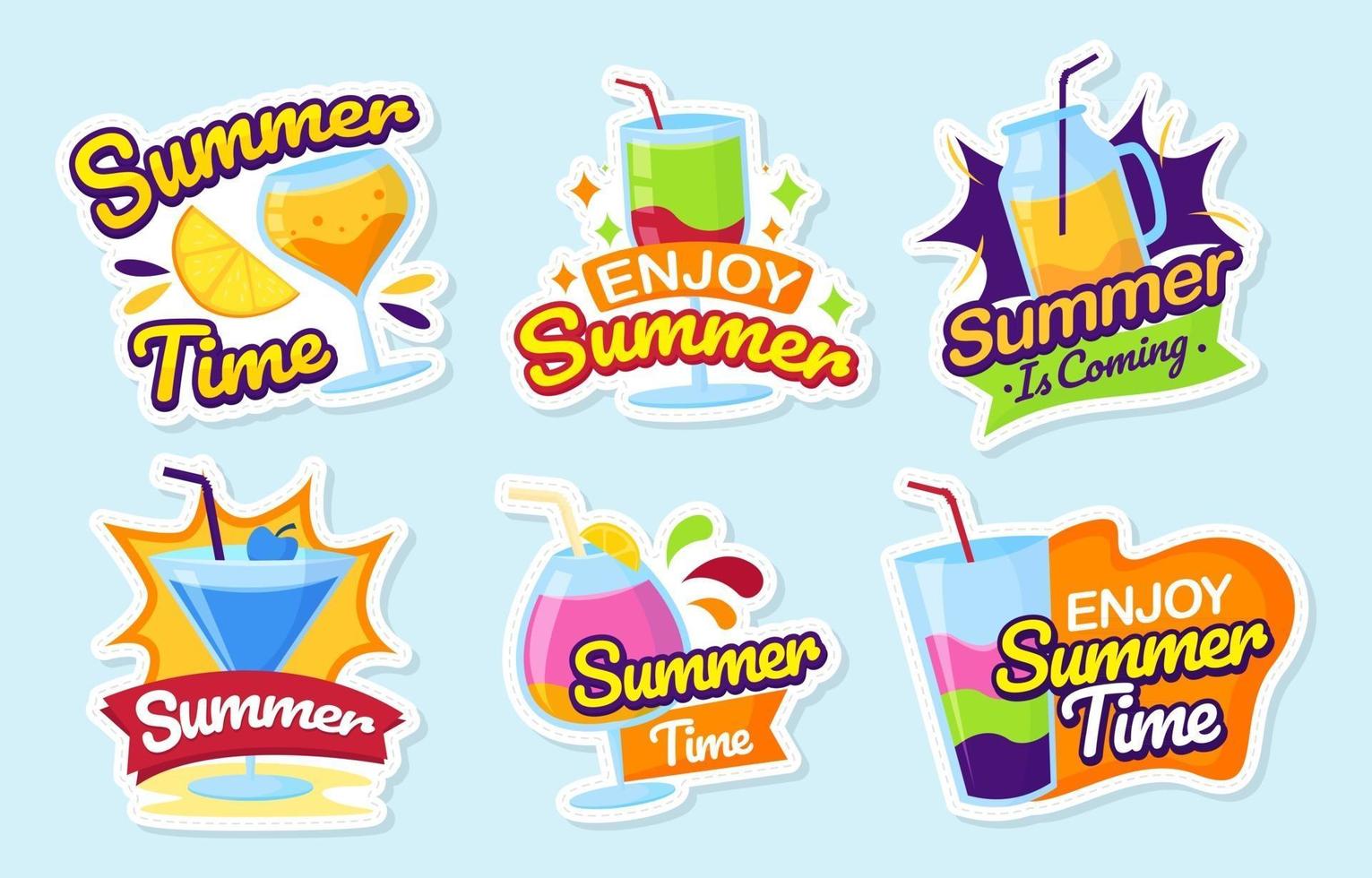 Summer Drink Stickers Collection 2420632 Vector Art at Vecteezy