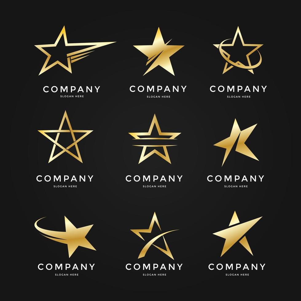Golden Star Logo Collection vector