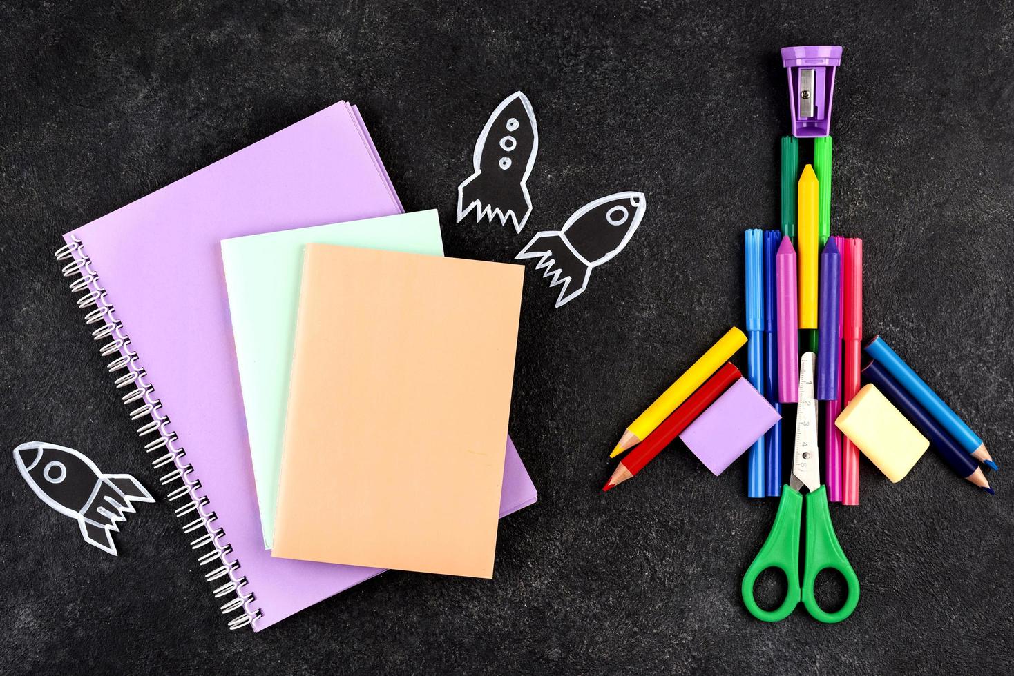 Back to school background with school supplies background photo