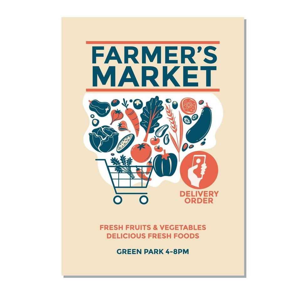 Farmers Market Vector Illustration of Farmers Pickup Truck for Poster Flyer Invitation