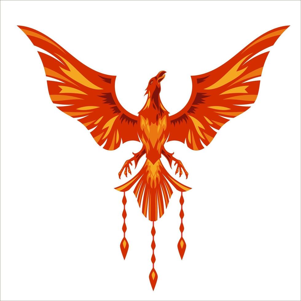 diseño de logotipo de personaje de mascota de fénix rojo con efecto de fuego vector