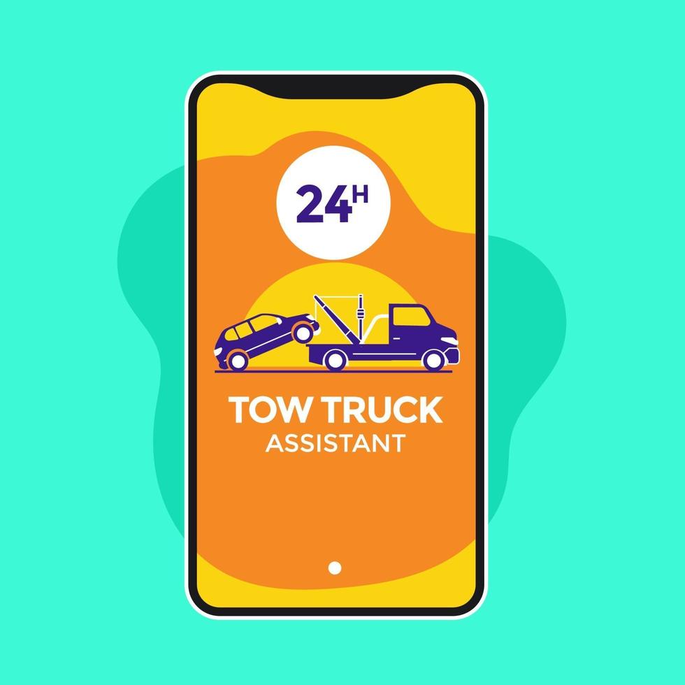 Car Towing Service Mobile Application Concept vector