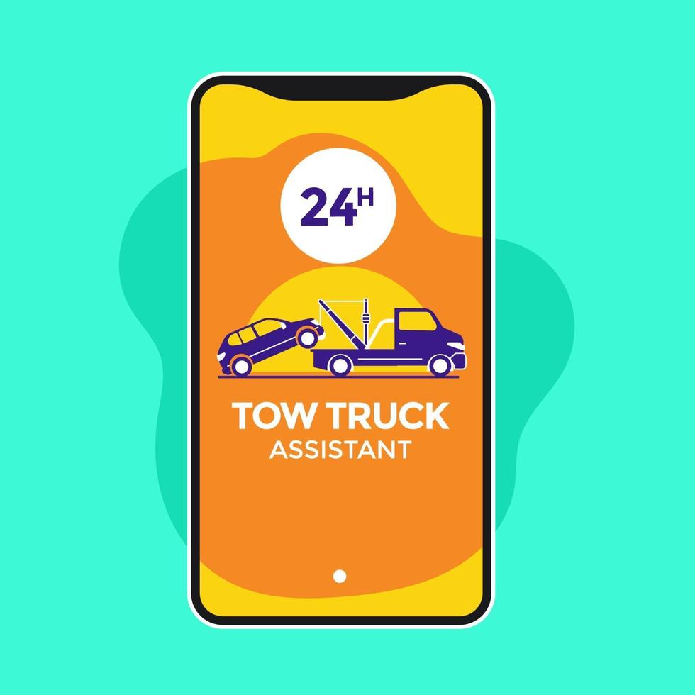 concepto de aplicación móvil de servicio de remolque de automóviles vector