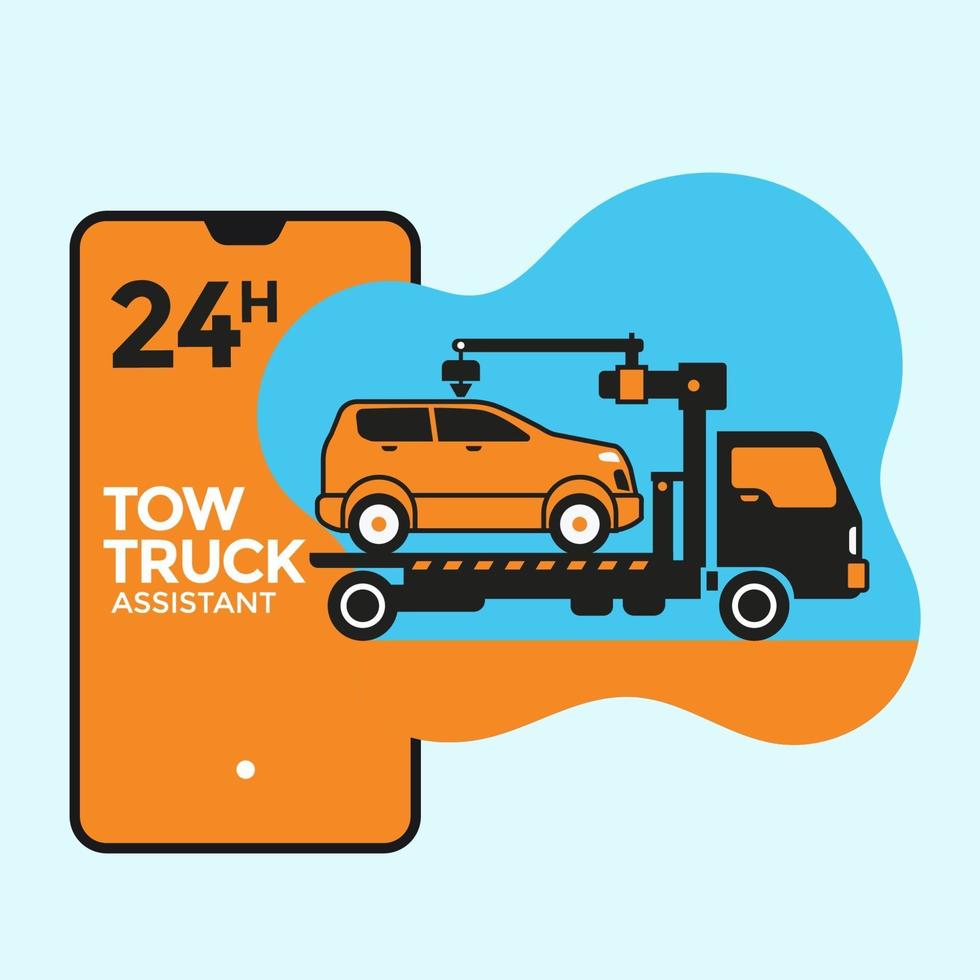 Car Towing Service Mobile Application Concept vector
